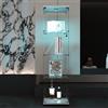 AilZylphera Vetrina in vetro con illuminazione a LED, a quattro ripiani, con doppia porta, vetrina da collezione, con serratura, per soggiorno, ufficio, sala da pranzo (1 anta/bianco/con LED)