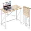 HOMCOM Scrivania Salvaspazio Pieghevole Portatile 80x40x75 cm Rovere
