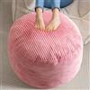 HIGOGOGO Pouf rotondo in velluto a coste, con imbottitura in schiuma, 50 x 35 cm, poggiapiedi per soggiorno, colore: rosa