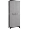 HM hemax HOME DESIGN HEMAX Armadio Tuttopiani Multiuso a 2 Ante con Ripiani Interni Regolabili, Mobile Salvaspazio per Garage Lavanderia e Balcone, Struttura Robusta con Piedini Rialzati, Grigio e Nero, 66x40x172 cm