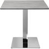 Liberoshopping Tavolo da bar quadrato con base centrale in metallo e piano laminato resistente - ideale per locali, ristoranti, pub, uso interno o esterni coperti (Gamba Argento, Cemento, 80x80)