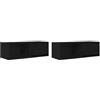Mhdvray Set di 2 mobili TV sospesi in legno nero, effetto rovere, montaggio a parete con cassetto, per soggiorno, 80 x 31 x 25,5 cm