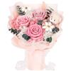 MAMAMIKO Bouquet di Fiori Stabilizzati con Orsetto, 3 Rose Rosa Eterne a Lunga Durata, Regalo per Donna, Mamma, Fidanzata, Ragazza, per Compleanno, Anniversario, San Valentino, Festa della Mamma