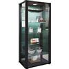 VCM Vetrina in Legno e Vetro Kavisa L Nero, 115 x 50 x 38 cm, 5 Ripiani Regolabili, Montaggio a Parete