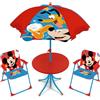 ARDITEX WD16128 Set da tavolo (50 x 50 x 48 cm), 2 sedie (38 x 32 x 53 cm) e ombrellone (diametro 110 cm) di Disney-Topolino