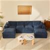 Litbird Divano Angolare Modulare 340 cm, 6 Moduli, Ciniglia, Blu navy