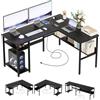 Homieasy Scrivania Angolare 128cm con Prese e USB, Nero