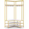 GIANTEX Appendiabiti da Terra a Forma di L, Mobile Ingresso con Scarpiera con Panchina, Ripiano e Gancio, Design Industriale per Angolo, 90 x 90 x 178 cm (Bianco)