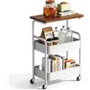 LUPATDY Carrello da cucina a 3 livelli, carrello da cucina con ruote, carrello da cucina con isole, carrello da pranzo con ruote, 43 x 30 x 77 cm (larghezza x larghezza x altezza), per cucina, soggiorno