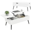 HOMCOM Tavolino da Caffè Sollevabile Salotto 100x50x43.6-58 cm Bianco