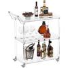 HMYHUM Carrello da bar in acrilico con 4 ruote bloccabili, 77,5 cm di lunghezza x 38,6 cm di larghezza x 87,6 cm di altezza, carrello da portata per casa, bar, cucina, soggiorno, con maniglia di