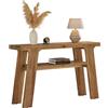 TRIBEWOOD Tavolo Consolle in Legno Massello Farmhouse, 120 x 30 x 80 cm, Tavoli Consolle Stretti con 2 Ripiani per Soggiorno, Corridoio, Ingresso, Dietro il Divano, Facile da Montare