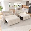 Rosebibi Divano letto a forma di U allungabile per letto doppio, schienale regolabile, area per animali domestici, tavolino da caffè con 2 portabicchieri, 4 cuscini, ciniglia, beige, 284 x 138 x 89 cm