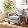 Clevich Poltrona Salotto In Ciniglia Stile Retrò E Schienale Gambe In Legno Poltrona Imbottita Con Braccioli Relax Per Salotto Soggiorno Caffè Camera Da Letto (1pc, Grigio chiaro)