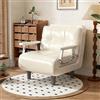 Fabulcozy Divano letto singolo in similpelle convertibile smontabile - Cuoio cuscino morbido, grande comfort per soggiorno e ufficio(bianco perlato)