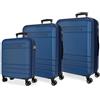 MOVOM Joumma Movom Galaxy Set di Valigie Marino 55/68/78 cm Rigido ABS Lucchetto a Combinazione Integrato 221L 11.4kg 4 Doppie Ruote Estensibile Bagaglio a Mano