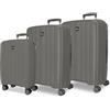 ROLL ROAD Joumma Acadia Antracite Set di Bagagli 55/65/75 cm Rigido Polipropilene Lucchetto a Combinazione Integrato 210L 10.2kg 4 Doppie Ruote Estensibile Bagaglio a Mano