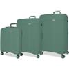 MOVOM Verde Scuro Set di Valigie 53x78x31 cm Rigido Polipropilene Chiusura TSA Integrata 217L 11.4kg 4 Doppie Ruote Estensibile Bagaglio a Mano