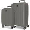 ROLL ROAD Joumma Acadia Set di Bagagli Antracite 55/65 cm Rigido Polipropilene Lucchetto a Combinazione Integrato 105L 6kg 4 Doppie Ruote Estensibile Bagaglio a Mano