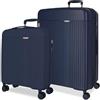 Movom Set di valigie blu 55/68 cm rigido 6,65 kg chiusura TSA Polipropilene 6,65 kg 109LExtensible Bagagli a mano, blu, Taglia unica, Set di valigie
