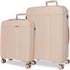 Movom Set di valigie beige 55/68 cm Rigido 6,65 kg Chiusura TSA Polipropilene 6,65 kg 109LExtensible Bagagli a mano, Beige, Taglia unica, Set di valigie