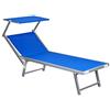 Totò Piccinni LETTINO SALENTO Prendisole Pieghevole in Alluminio con TETTUCCIO mare spiaggia piscina giardino (Blu)
