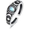 VONALA Anello da donna con pietra di luna, in argento Sterling 925, regolabile, aperto, a mezzaluna, regalo per donne, amici, familiari