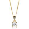 MIORE Ciondolo Oro Giallo 14KT con catena Argento 925 placcata oro 18kt Collana Donna con Ciondolo con Diamante taglio brillante 0,20 ct 45 cm, Gioiello Anallergico, consegnato in astuccio portagioie