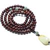 Generic Legno di sandalo rosso naturale 108 con pendente in nefrite, collana di perle di mala buddista in legno per yoga, 8 mm