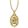 BOBIJOO JEWELRY - Ciondolo Medaglia Angelo Custode Gabriel Battesimo, Nascita Bambino Baby Acciaio Oro Placcato Oro Catena