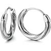 COOLSTEELANDBEYOND Contorto Circolari Orecchini Stratificato Spirale Design, Acciaio Inossidabile Cerniera Orecchini a Cerchio, Uomo Donna