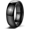 Epinki Anello di Matrimonio in Tungsteno per Uomo e Donna 8mm, Semplice Lucido a Cupola Nero Anello Compleanno Gioielli Misura 22