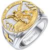 FaithHeart Anello Uomo San Michele Amuleto in Acciaio Inox 316L Antiallergico Argento Nero Retro Rilievo 3D Misure IT 14-32 Disponibili Gioielli Talismano Regalo Compleanno