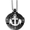 amorili Collana Uomo Ancora Acciaio Inox Nero con Zircone Ciondolo Nautico Stile Marino Estate Elegante Collana Maschile Regalo Uomo (ancora3)