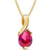 MIORE Ciondolo Oro Giallo 9KT con catena Argento 925 placcata oro 18kt Girocollo Donna con Rubino rosso a goccia 45 cm, gioiello anallergico confezionato in un elegante astuccio portagioie