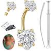 Morfetto Belly bar in titanio G23 con moissanite, oro, 10 mm, a forma di cuore