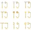 Chihayafuji Set di 9 orecchini a semicerchio da donna, in argento e oro, ipoallergenici, per cartilagine, helix, aperti, piccoli, senza chiusura, in acciaio inox, comodi, Argento sterling