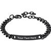 PROSTEEL bracciale personalizzabile per uomo e donna, catena a maglia barbazzale, regolabile 18 + 5 cm, in acciaio inox 316L placcato nero 18 carati/confezione regalo e Acciaio inossidabile