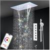 QREZAA Colonna Doccia Termostatico Musicale, LED 64 Colori Bluetooth Kit Doccia Colonna Doccia da incasso con 600 * 300mm 9 Funzioni Soffione Doccia a Pioggia, Doccetta, Rubinetto Vasca (Cromo)