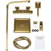 DaiJiubu Sistema doccia termostatico in acciaio inox, set doccia con doccetta a pioggia, rubinetto per doccia, set completo di soffione doccia a colonna doccia, pannello doccia in ottone oro