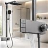 INEX EUROPA Colonna Doccia Nero Grigio Titanio Premium Acciaio Inossidabile 10 Anni di Garanzia - Colonna Doccia Quadrata Effetto Pioggia 3 Modalità di Funzionamento - Doccia 137cm Nero Grigio Titanio