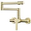 ESOP Rubinetto per Cucina a Muro Rubinetto Girevole a 360° Girevole Miscelatore Fredda e Calda Oro Spazzolato Regolabile Rubinetto Lavello Monocomando Pieghevole Estensibile Per Cucina o Bagno