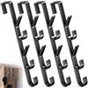 Aurobest 4 Pezzi Ganci Porta Verticale, Appendiabiti Metallo con 5 Ganci, Gancio Porte, Appendino per Appendere Asciugamani, Borse, Vestiti, Attaccapanni Senza Forare per Armadio, Camera Letto, Bagno (Nero)