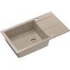 QUADRON Lavello beige | Dimensioni 78 x 45 x 18,5 cm |Lavello in granito CHRISTIAN 136 XL Lavello da cucina a una vasca | manuale e gocciolatoio |Lavello da incasso a 1 vasca
