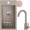 empiria SINK QUALITY SINK QUALITY Lavello da cucina beige con rubinetto, 28 x 50 cm, lavello con rubinetto, sifone e impregnante, piccolo lavello in granito per sottolavelli a partire da 40 cm, lavello da incasso in