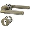 Amerdeco Maniglia per porta interna Bronzo verde con rosetta rotonda, set maniglia PZ con cilindro europeo, guarnitura porta per porte d'ingresso e interne UK0098