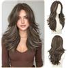 Sofeiyan Parrucche Lunghi Lisci,55 cm Castano Scuro con Riflessi Biondi Parrucca con Frange a Tenda,Layered Parrucca con Lace Front per Donna,Capelli Sintetica per Quotidiano Matrimonio Festival