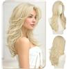 Sofeiyan Parrucche Lunghi Lisci,55 cm Biondo Chiaro Parrucca con Frange a Tenda,Layered Parrucca con Lace Front per Donna,Capelli Sintetica per Quotidiano Matrimonio Festival