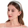 ZLYC Fasce per capelli in seta di gelso, da donna, senza denti, anti-mal di testa, antiscivolo, per la cura della pelle, trucco, uso quotidiano, a pois, blu
