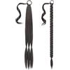 GIEEU Estensione coda di cavallo, 76 cm, treccia lunga per donne, capelli sintetici dritti e avvolgenti con chiusura per capelli